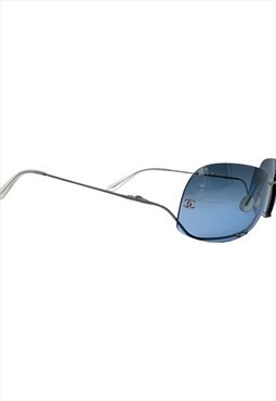 Chanel Sunglasses Blue Tinted Upside Down Rimless Pearl