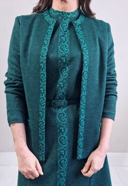Vintage 70's Green Knit Open Jacket