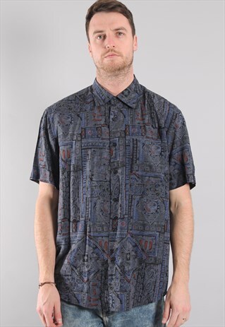 VINTAGE ABSTRACT PATTERN SHIRT LARGE