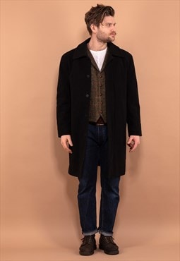 Vintage 00's Men Wool Blend Coat in Dark Gray
