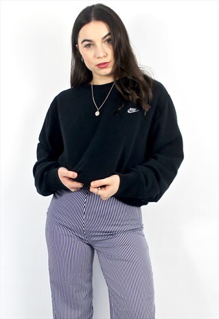 90'S RETRO BLACK OVERSIZED SWEATSHIRT WITH SMALL LOGO