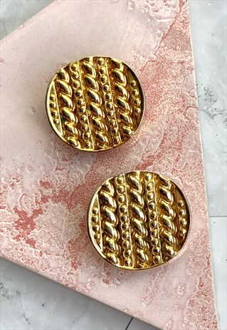 80S GOLD CHUNKY EARRINGS STREETWEAR VINTAGE JEWELLERY