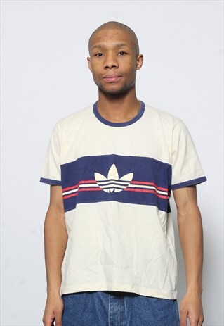 VINTAGE ADIDAS BIG LOGO T-SHIRT CREAM (RTRN)