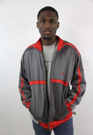 VINTAGE 90'S PUMA GREY PATTERN SPORTS JACKET