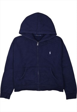 Vintage 90's Polo Ralph Lauren Hoodie Full Zip Up Navy Blue