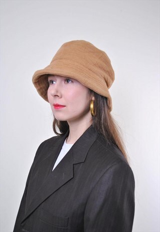 WOMEN VINTAGE MINIMALIST FLEECE BUCKET HAT