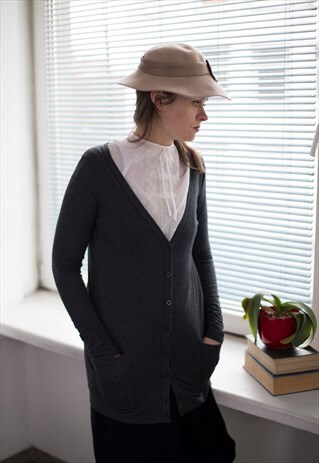 VINTAGE 90'S GREY MINIMALIST CARDIGAN