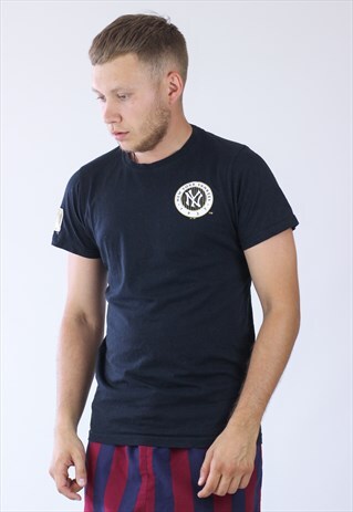 VINTAGE MENS MAJESTIC NEW YORK YANKEES SMALL LOGO T-SHIRT