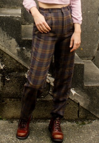 VINTAGE WOOL CHECK TROUSERS