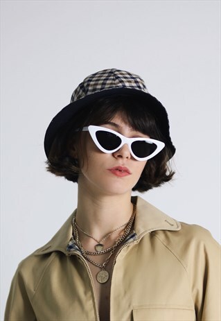 WHITE SUMMER 90S Y2K SLIM CAT EYE SUNGLASSES SHADES