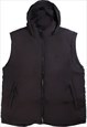 Vintage  Kappa Gilet Puffer Hooded Full Zip Up Black XLarge
