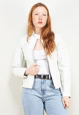 Vintage 00's Women Diesel Leather Jacket in White