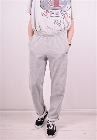 CHAMPION MENS VINTAGE TRACKSUIT TROUSERS W30 L31 GREY 90'S