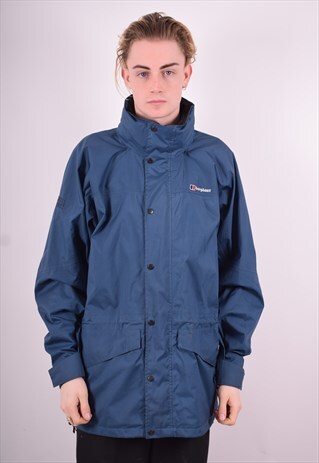 BERGHAUS MENS VINTAGE WINDBREAKER JACKET XL BLUE 90'S
