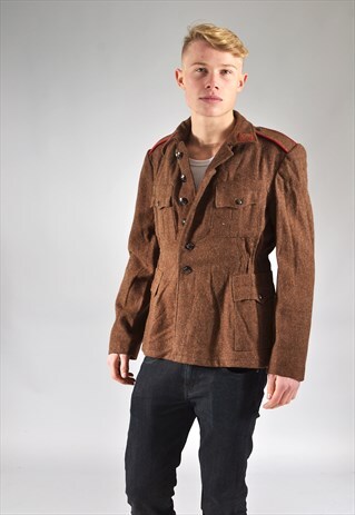 VINTAGE BROWN MILITARY WOOL JACKET