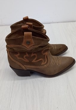 00's Superdry Cowboy Ankle Boots Brown