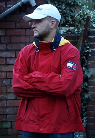 VINTAGE RED TOMMY HILFIGER SAILING JACKET LARGE