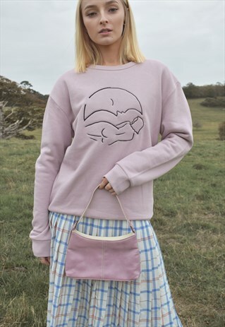 NUDE ETHICS ORGANIC EMBROIDERED LILAC PURPLE JUMPER GRAPHIC