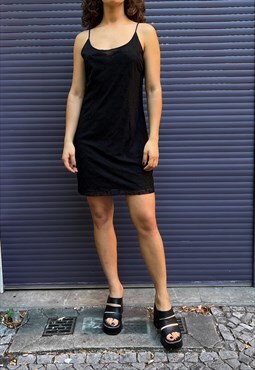 90s Black Slip Dress