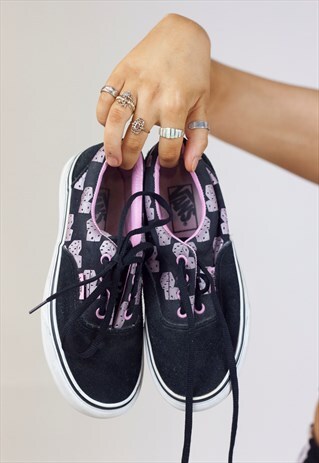 VINTAGE VANS BLACK PINK DICE PATTERNED TRAINERS