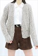 HANDMADE 90S VINTAGE BROWN & WHITE CARDIGAN (SIZE S)