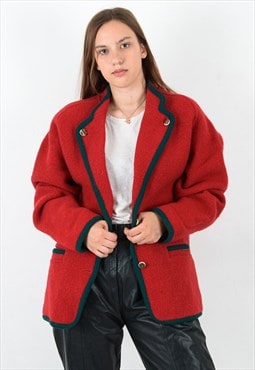 Wool Trachten Cardigan Jacket Coat UK 14 Sweater US 10 VTG