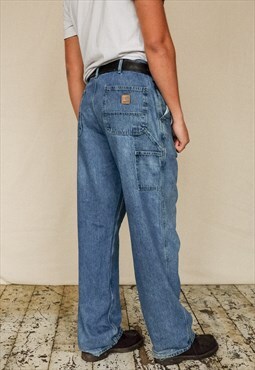 Vintage Carhartt Carpenter Trousers Men's Dark Blue