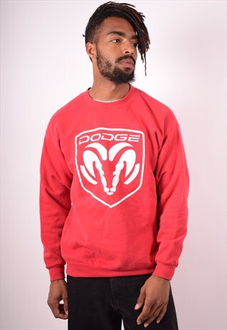 LEE MENS VINTAGE DODGE SWEATSHIRT JUMPER LARGE RED 90S