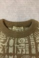 VINTAGE KNITTED JUMPER ABSTRACT PATTERNED KNIT SWEATER