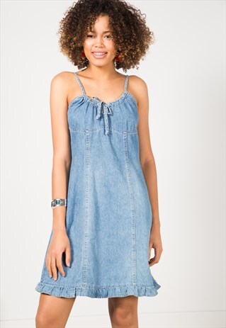 VINTAGE 80S BUTTONED DENIM DRESS / S1044