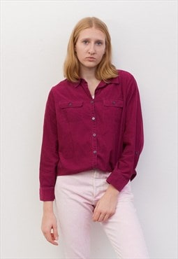 Women's M Soft Corduroy Over Shirt Button Up Jacket Purple