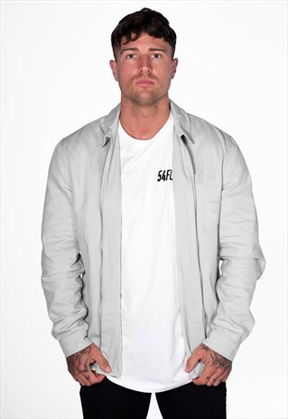 ESSENTIAL ZIP SHACKET JACKET OVER SHIRT - SILVER GREY