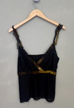 Vintage Vintage Y2K Mesh Cami Top With Boho Design Details