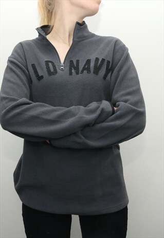 OLD NAVY - GREY EMBROIDERED QUARTER ZIP FLEECE - XXLARGE