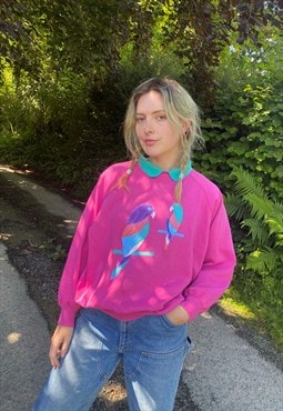 Vintage Size L Parrot Sweatshirt In Pink