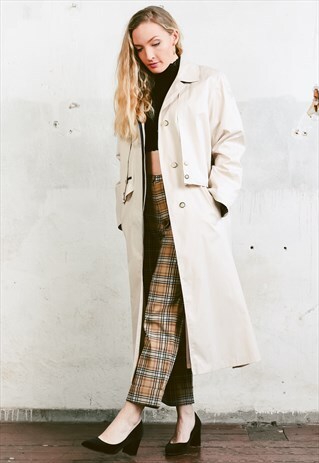 VINTAGE 80S WOMEN'S OFF-WHITE DUSTER COAT