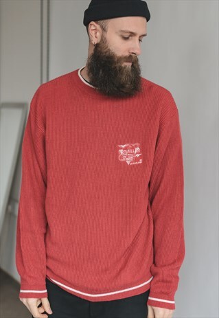 VINTAGE 80S RED OVERSIZED JUMPER