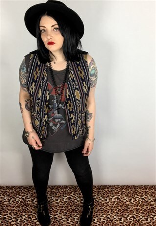 VINTAGE 90'S ABSTRACT PRINT WAISTCOAT SIZE MEDIUM