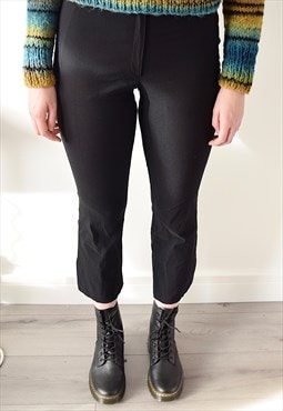 Vintage 90s Mid Waisted Trousers Cropped Black