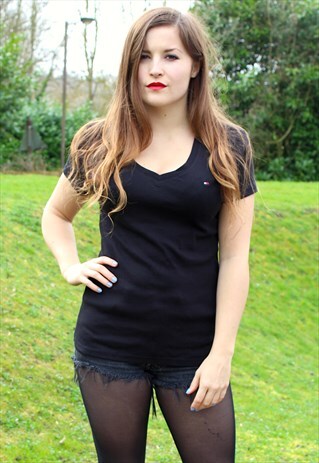 VINTAGE USA TOMMY HILFIGER T-SHIRT - MEDIUM - BLACK