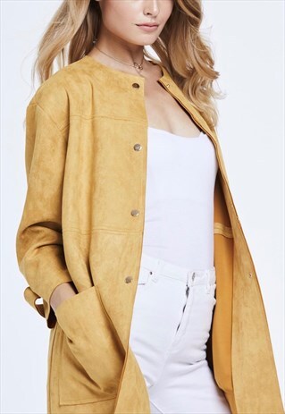MUSTARD FAUX SUEDE JACKET