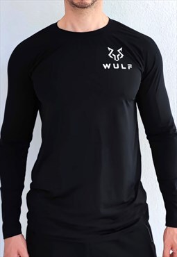 Air flow breathable seamless long sleeve t-shirt in black