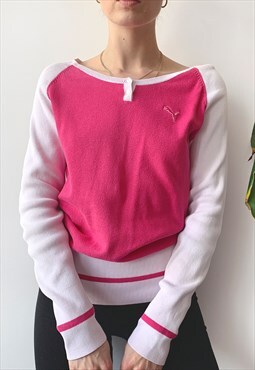 Vintage 00's Y2K Cute Pink Light Varsity Jumper Sweater