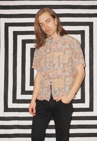 VINTAGE 80'S ABSTRACT PATTERN SHIRT