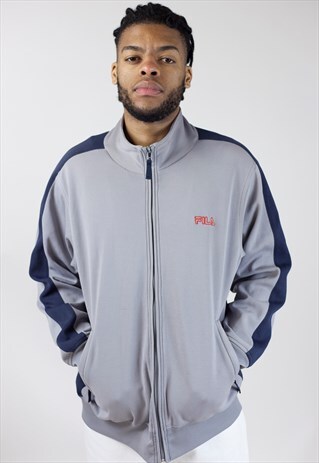 VINTAGE FILA GREY/NAVY ZIP-UP SPORTS JACKET