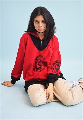 90'S RETRO SPORTS OVERSIZED SLOGAN SWEATSHIRT JUMPER