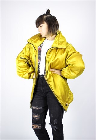 VINTAGE WOMENS MDC BARCOCCO GOLD REVERSIBLE WINTER JACKET
