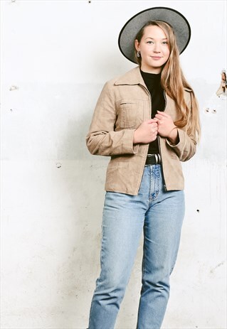 VINTAGE 70S FAUX SUEDE ZIP UP JACKET