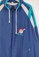 VINTAGE  CRAZY TRACK JACKET 80S SPORT IN BLUE XL