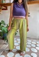 Vintage Hippie Stripe Green Loose Trousers - M